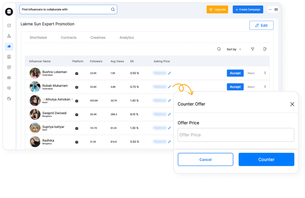 Precision filters for influencer discovery